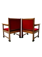 1920s Art Deco Lounge Chairs by Architect Schubad, Solid Oak & Velvet